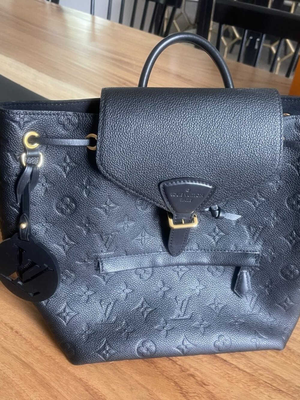 Louis Vuitton Montsouris PM Black Empreinte Leather Backpack M45205
